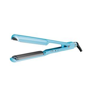 BaBylissPRO Nano-Titanium and Ceramic Curved Plates C-Style Flat Iron, Blue